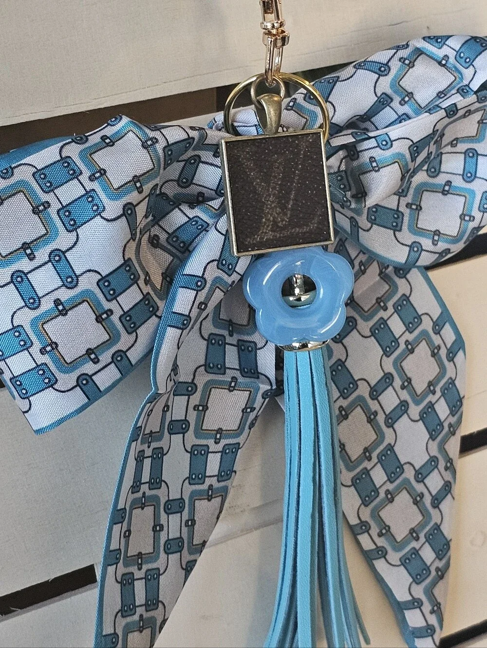 Louis Vuitton Piece in Pendant on Keychain w/Twilly & Charms